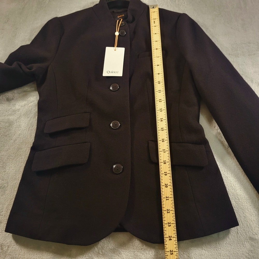 Quince Womens XS NWT Italian Wool Stand Collar Blazer Black Preppy Career Solid - Picture 6 of 15